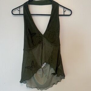 Cider Olive Green Butterfly Tank Top